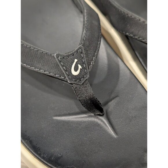 Olukai Nu'a Pi'o Sandals Womens Sz 10 Black Grip Rubber Flip Flops 20445 Summer - Picture 10 of 16